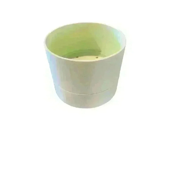 NEW 3D Printed Short Round Plant/Flower Pot with Drainage Tray in Light Green - Picture 3 of 5